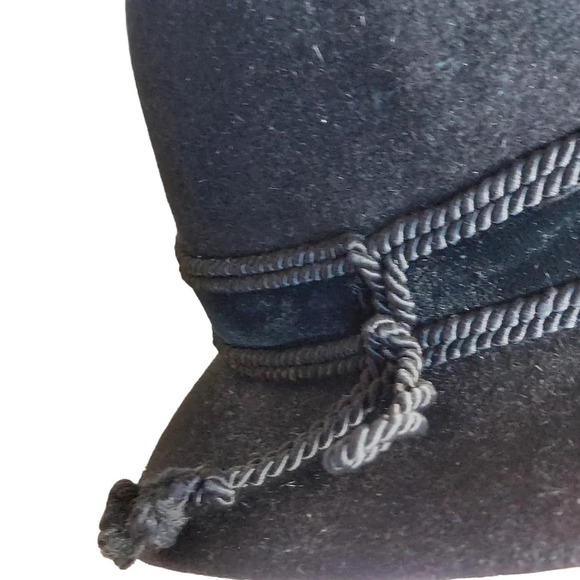 Vintage Muhlbauer Black Wool Felt Hat‎ with Velvet headband and rope details - Picture 2 of 13